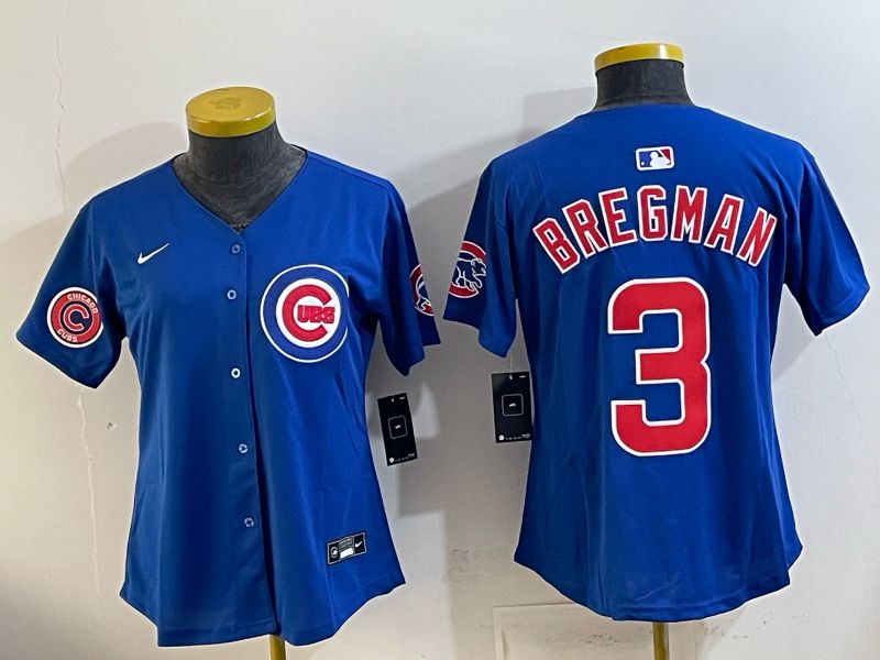 Women 2026 Chicago Cubs #3 Bregman Blue Game Nike MLB Jersey style 007